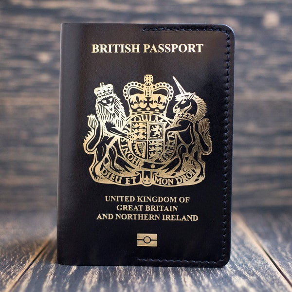 Leather cover for UK passport, holder for passport of any country, passport case, travel gift, birthday gift, passport organizer
