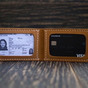 Tarjetero de cuero, Cartera minimalista, Titular de la tarjeta de identificación, Regalo personalizado, Cartera de bolsillo frontal, Cartera pequeña, Cartera delgada