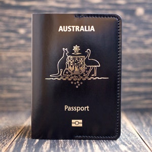 Lederen Australische paspoortomslag, paspoortomslag voor je land, verjaardagscadeau, paspoortorganizer, paspoorthouder, paspoortportemonnee