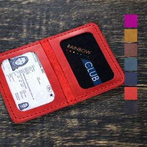 Porta-cartões de couro para carteira de identidade, carteira de motorista, presente personalizado
