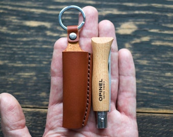 Personalized leather sheath for Opinel No.2,3,4,5, Keychain - Sheath, Scabbard  for knife Opinel, Tourist gift, Personalized gift
