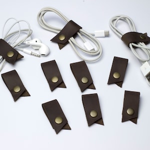 Cord organizer, Cord holder 5-10 pieces pack, Cable clips leather, Organizer USB holder, Wire organizer, Phone cord organizer ties