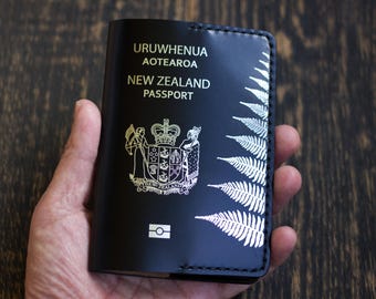 Funda de cuero para pasaporte de Nueva Zelanda, Uruwhenua Aotearoa, Funda para pasaporte, Funda para pasaporte de tu país, Funda de cuero para pasaporte