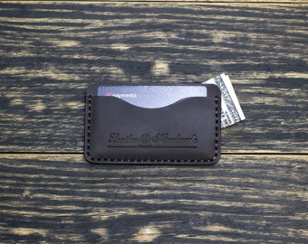 Personalisatie Minimalistische leren creditcardhouder Voorvak portemonnee Slanke portemonnee