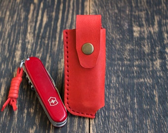 Étui pour Victorinox EcoLine 91 мм Climber, Gaine de couteau en cuir, Étui pour couteau de poche, Étui à couteau militaire, Cadeau gravé, Cadeau personnalisé