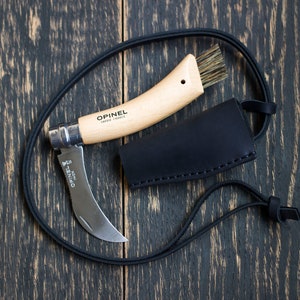 Gaine de couteau en cuir, Cadeau personnalisé, Recherche de champignons, Couteau Forager, Gaine de ceinture Opinel, Gaine de couteau personnalisée, Cadeau de cueilleur de champignons