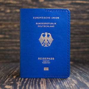 Leather Passport Cover Germany, Travel Passport Holder, Slim Leather Wallet for Passport, Handmade Passport Case, Travel Gift for Him Her