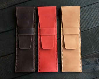 Regalo personalizado, Estuche de cuero para lápices, Estuche de cuero para bolígrafos, Portalápices de cuero, Regalo para un colegial, Regalo para estudiantes