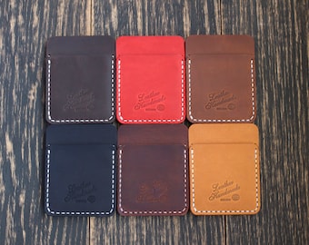 Portemonnee vooraanzak, Personalisatie cadeau, Minimalistische portemonnee, Lederen creditcardhouder, Slanke portemonnee