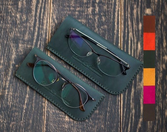 Leren brillenkoker, gepersonaliseerde brillenkoker, leesbrillenkoker, slanke brillenkoker, brillenkoker cadeau