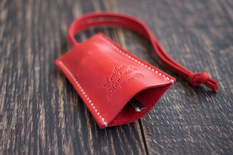 Leather key holder, Leather key pouch, Leather keychain, Key case cover, Personalized gift image 9