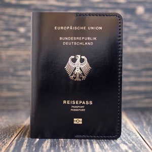 Leren paspoorthoes voor Duitsland, paspoorthoesje voor jouw land, verjaardagscadeau, paspoortorganizer, paspoorthoesje, paspoortportemonnee