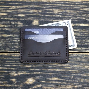 Carteira de couro Personalização Porta-cartões de crédito de couro minimalista Carteira com bolso frontal Carteira fina