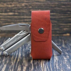 Leather knife sheath, Personalized gift, Leatherman wave case, Custom knife sheath, Leatherman multitool holder