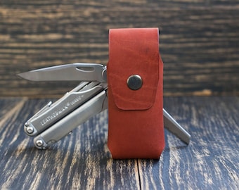 Leather knife sheath, Personalized gift, Leatherman wave case, Custom knife sheath, Leatherman multitool holder