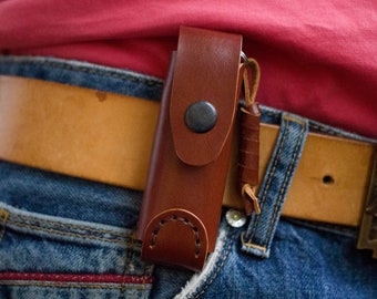 Étui en cuir pour grimpeur Victorinox EcoLine 91 мм, étui pour couteau à la ceinture, étui en cuir pour couteau de poche, cadeau personnalisé, cadeau gravé