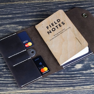 Cubierta de notas de campo de cuero, regalo de personalización, billetera de notas de campo, bolsillo para cuaderno, diario de cuero