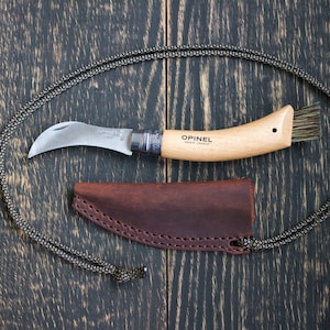 Personalisiertes Geschenk, Monogramm Geschenk, Pilzsammler Geschenk, Ledermesserscheide, Opinel Messerscheide, Benutzerdefinierte Messerscheide