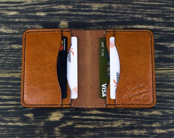 Personalized gift, Credit card holder, Mens leather wallet, Front pocket wallet, Engraved wallet, Custom wallet