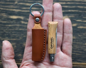 Keychain - Sheath, Scabbard  for knife Opinel, Personalized leather sheath for Opinel No.2,3,4,5, Tourist gift, Personalized gift