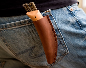 Personalization leather Case for Opinel Mushroom Knife with Clip - Stylish and Functional Accessory for Outdoor, Mushroom picker gift