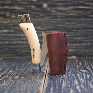 Opinel knife sheath, No 8 Foraging Knife, Leather scabbard, Personalized gift, Knife case Opinel, Custom knife sheath