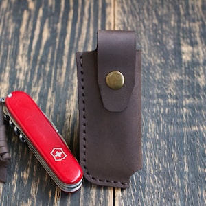 Custodia per Victorinox EcoLine 91 mm Climber, Fodero in pelle per coltello, Custodia per coltellino tascabile, Regalo inciso, Regalo personalizzato, Regalo turistico