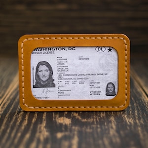 Houder voor rijbewijs en ID-kaart, Leren ID-houder, Portemonnee voorvak, Minimalistische portemonnee, ID-kaarthouder, Gepersonaliseerd cadeau