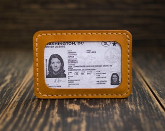 Halter für Führerschein und id Karte, Leder id Inhaber, Vordertasche Brieftasche, Minimalistische Brieftasche, Id-Kartenhalter, personalisiertes Geschenk