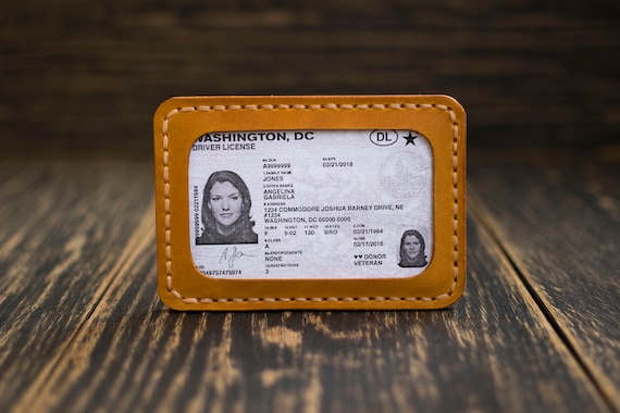 Holder for driver's license and id card, Leather id holder, Front pocket wallet, Minimalist wallet, Id card holder, Personalized gift