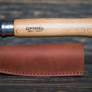Leather belt sheath for Opinel knife No.12, Pocket Knife Holder for Camping, Hunting, Fishing, and Picnics