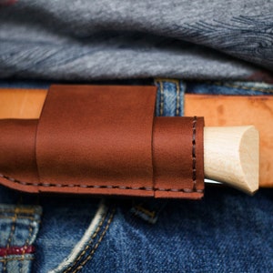Personalized leather sheath for Opinel 6, 7, 8,9,10,12 Horizontal scabbard, Personalized gift, Sheath for carrying a knife on a belt