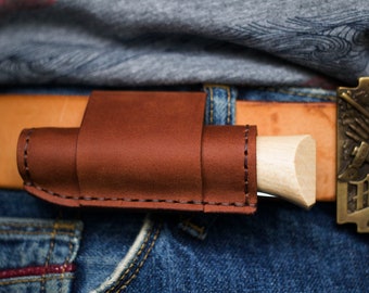 Personalized leather sheath for Opinel 6, 7, 8,9,10,12 Horizontal scabbard, Personalized gift, Sheath for carrying a knife on a belt