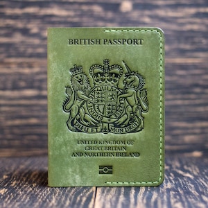 Leren Britse paspoorthoes, dekking voor het paspoort van uw land, paspoorthouder, paspoorthoes, verjaardagscadeau, lederen paspoorthoes