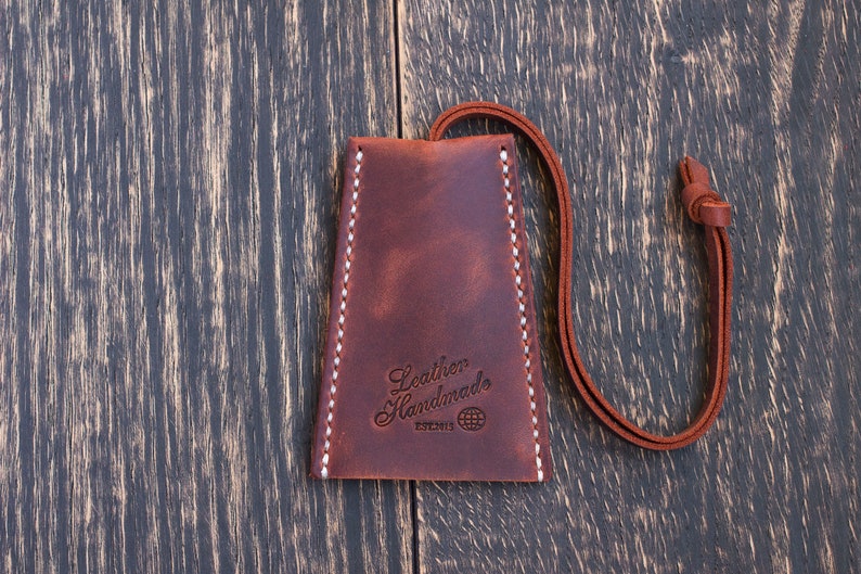 Leather key holder, Leather key pouch, Leather keychain, Key case cover, Personalized gift image 6
