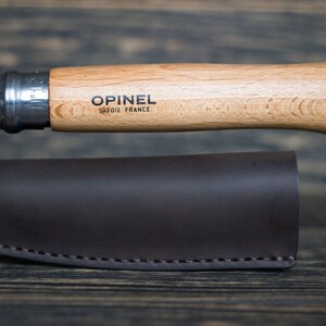 Personalized gift, Leather belt sheath for Opinel knife No.12, Pocket Knife Holder for Camping, Hunting, Fishing, and Picnics