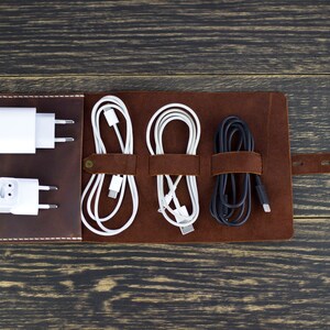 Personalized gift, Cable organizer, Cord organizer, Monogram gift, Cord keeper, Cord wrap, Leather cable holder