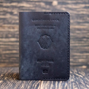 Passport holder, Passport case, Leather passport cover with Germany emblem, Cover for your country&#39;s passport, passport cover birthday gift