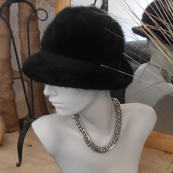 Ladies Vintage Kangol Bucket Hat - Black Fugora Bu