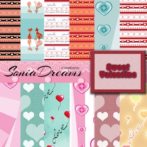Carta per scrapbooking, tema amore e San valentino, file digitale