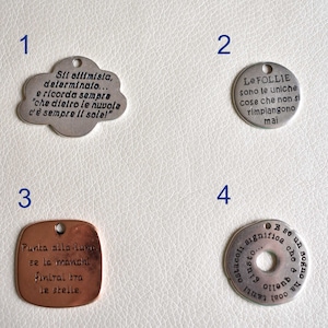 Pendants with sentences engraved in Italian color silver gift idea