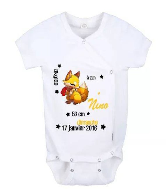 body bébé personnalisé naissance prénom taille poids impression flex flocage