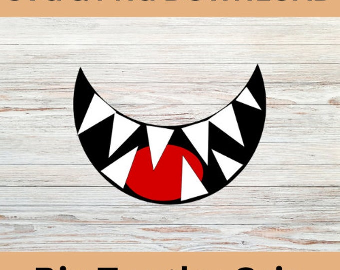 Featured listing image: Make Your Own Felt/Vinyl Mouth ~ SVG & Png Digital Download: Shark, Sharp Scary Teeth, Toothy Grins, Amigurumi, Includes Commercial License