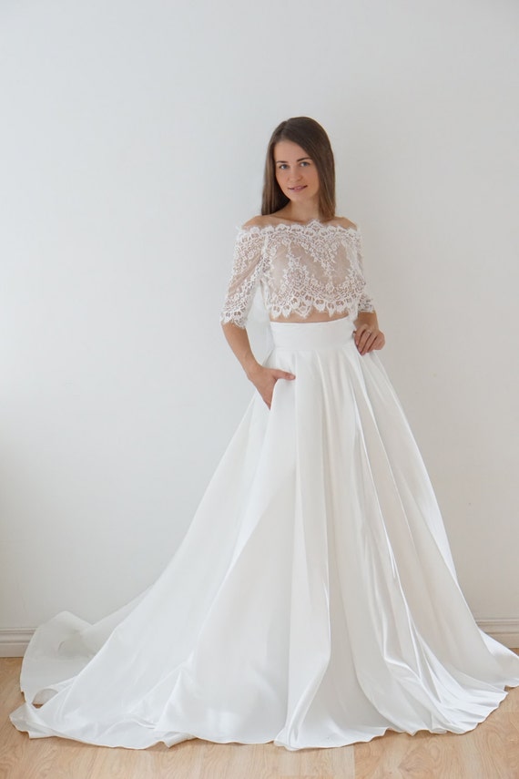 lace on top wedding dress