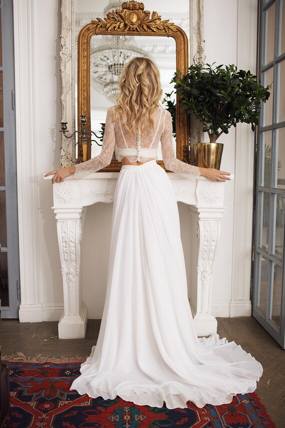 Bridal Separates Top Long Sleeve Tillie Lace Crop With - Etsy
