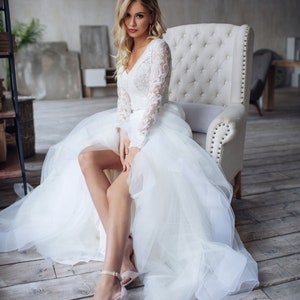 Tulle Long Sleeve Dress LORELEI Bridal Separates Top and - Etsy