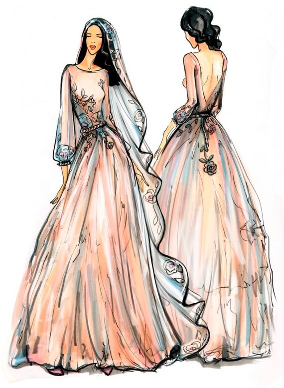 Boceto para vestido de novia hecho a medida - Etsy México Boceto para vestido de novia hecho a medida - Etsy México