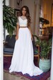 2 two piece wedding dress bohemian, bridal separates chiffon skirt, simple wedding  dress, beach wedding dress | LEONA 