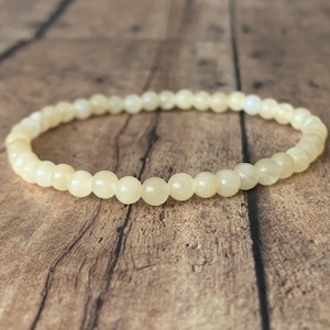 4mm Golden Topaz Bracelet: Natural Gemstone Beaded Stretch Bracelet