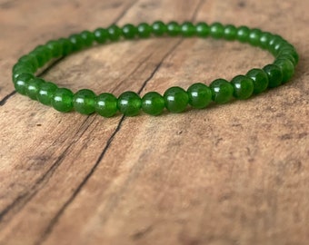 4mm green  jade Bracelet, jade Bracelet, Genuine green jade, Beaded bracelet, Natural stone bracelet,  green beaded bracelets